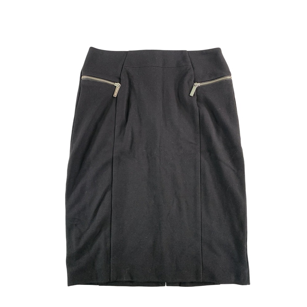 Michael Kors Skirt Womens 6 Black Pencil Career Stretch Zipper Pockets Office